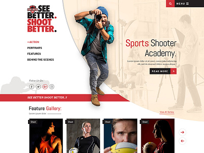 See Better Shoot Better academy homepage photography sports webdesign