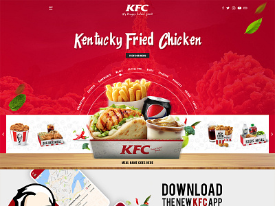Kfc Website Redesign Concept concept design design drinks fast food food fooddrinks fries homepage kentucky fried chicken kfc modern redesign redesign concept sandwiches webdesign