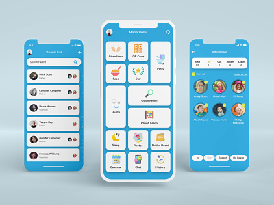 Kinder Garten App app app design blue theme app child app kids app ui