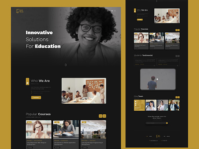 Education Web Template dark theme education gold theme ui web design web template