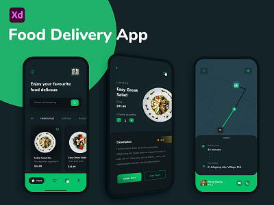 Food Delivery App app design challange dark theme food app redesign ui