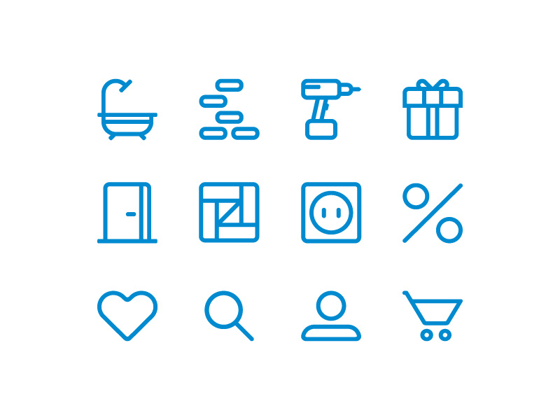 Building Shop Icons gift socket floor door tool bath outline icon build