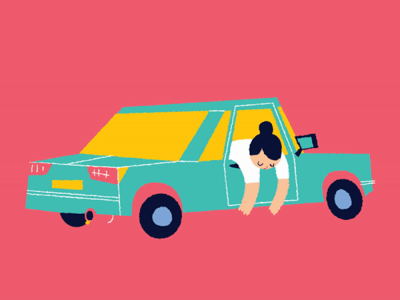 Tired animation bookoflai car graphic illustration pink tired