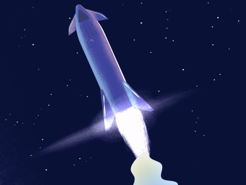 Rocket 3 animation blue bookoflai graphic illustration rocket space