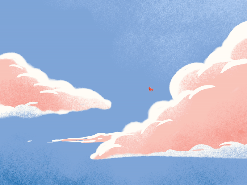 Take Flight! animation blue bookoflai clouds graphic illustration plane red sky