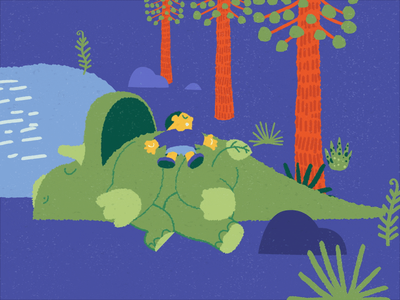 Sleeping Triceratops animation blue bookoflai dinosaur forest graphic green illustration lake malaysia sleeping