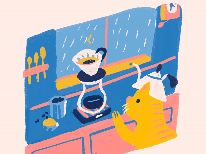 Cat Making Coffee