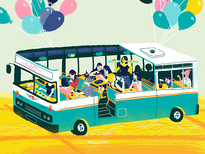 Bus Cafe Illustration