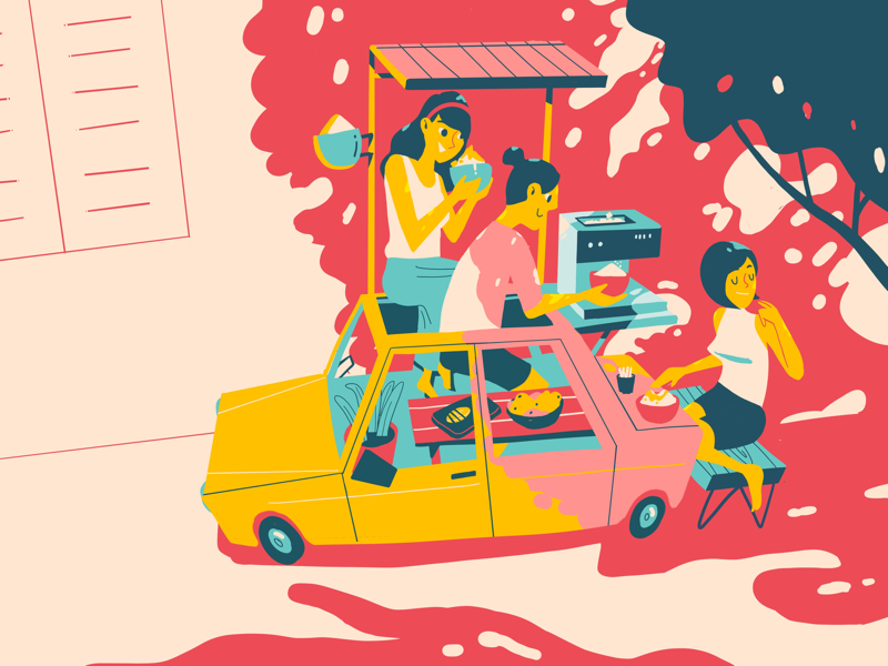 Bingsu Day sun lunch noon bingsu art direction graphics creative art shadow illustration car