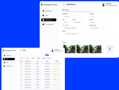 Admin Panel (Data,PlaceDetail Addition) admi panel ui design design ui