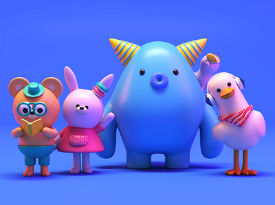 IP突突家族 3d animal characterdesign family