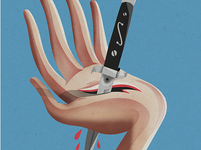 La Mano - The Hand criminal dagger decorattive digital drawing digitalart game art hand hand drawn honor mano mexicana mexico opportunity red handed switchblade tattoo tattoo art thief trust trusted