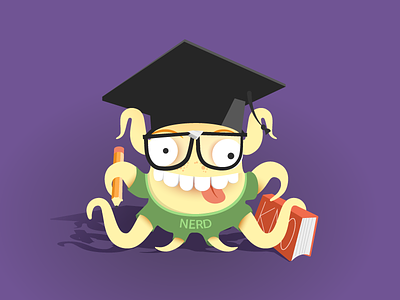 Octo-Nerd character education illustration illustrator learn mascot vector