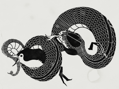 Snakeandbird bird black and white bw illustration illustrator snake vector