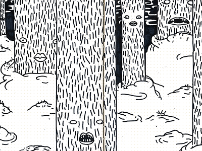 trees in a forrest - Sharpie Sketch black and white sharpie sketch