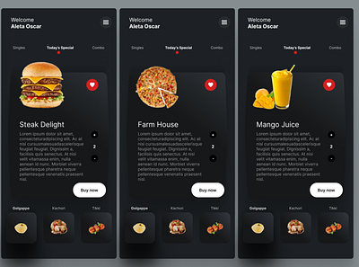 Day 22: Food Delivery Dark UI - 60 days of Interface Design app design illustration ui ux