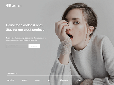 Coffee Bee Chat Landing Page bee chat app chat bot chatting coffee concept dating debue dribbble freebie girl illustration landing landingpage web design website website design