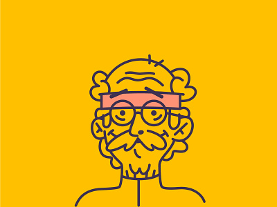 Old jogger illustration portrait vector yellow