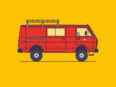 VW LT40 - firefighter design illustration road trip vector volkswagen yellow