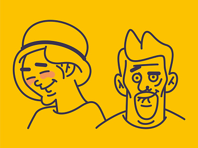 Young & beautiful couple couple offroooad portrait vector vectors yellow
