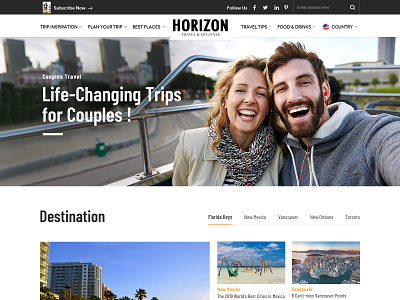Horizon Travel Blogger design ui