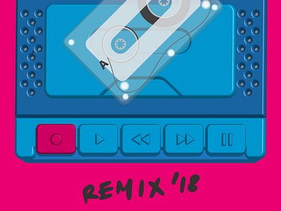 Remix '18 3d casette tape illustration illustrator music player retro ui