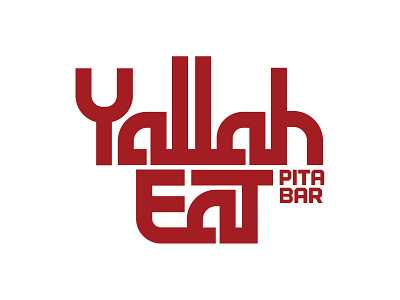 Yallah Eat Pita Bar bar branding design food logo menu red restaurant typogaphy