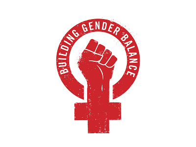 Building Gender Balance branding design female fist gender logo red