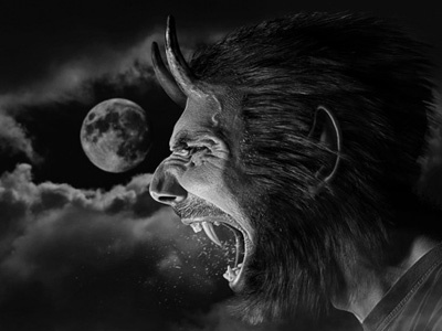 The Wolfman black and white digital art poster