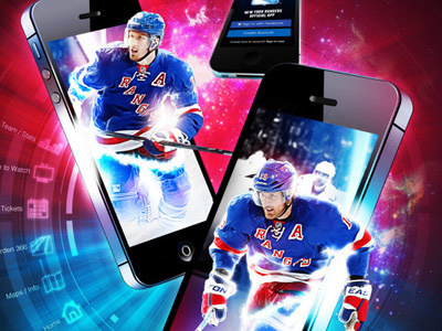 NY Rangers Mobile App Poster blue digital art mobile poster rangers red sports