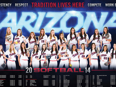 University of Arizona Women's Softball Poster arizona blue college red softball sports women