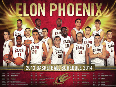 ELON - Men's Basketball Poster basketball college gold red sports wings