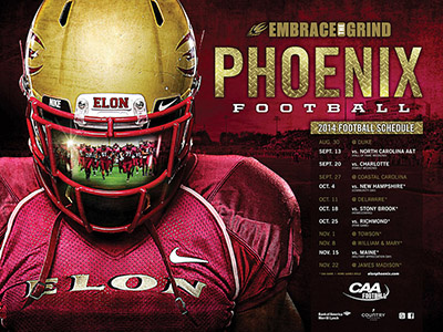 Elon Phoenix Football Poster college football gold maroon poster red sports