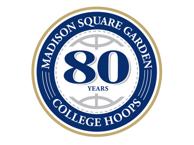 College Hoops 80 Year logo basketball blue brand circle gold hoops identity sports