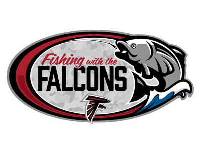 Fishing with the Falcons identity blue fish football logo nfl red sports