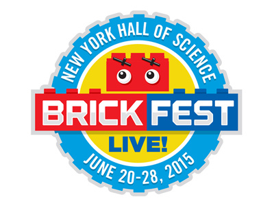 NYSCI Brickfest Logo blue brick children kids lego logo red yellow