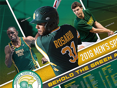 NSU Spartans 2016 Men's Spring Sports Poster baseball college green poster spartans sports yellow