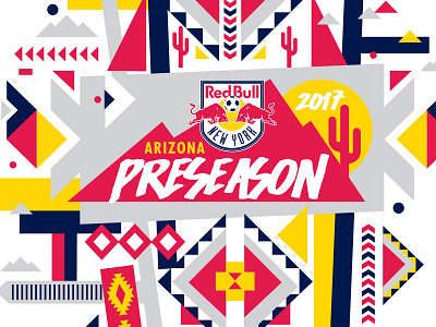 NY Red Bulls Preseason pattern aztec blue bull new york red soccer sports wild yellow