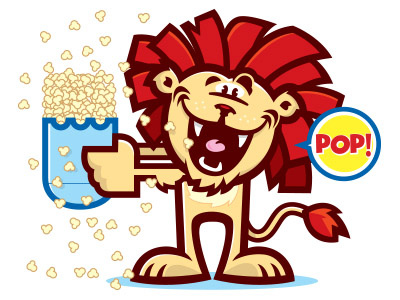 Lion POP animal bright children funny illustration kids lion popcorn yellow