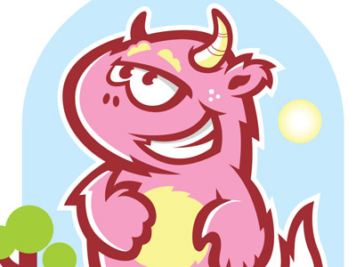 Mr. Puff Puff animal bright children dinosaur funny illustration kids monster pink