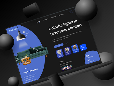 Interior Decoration Website Landing page (Dark mode) animation branding design graphic design