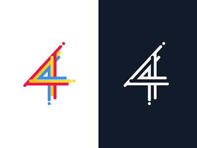 Number 4 logo 4 boat branding breakpoint color color4 colorful colorful design colorfull design flat four line logo number typography