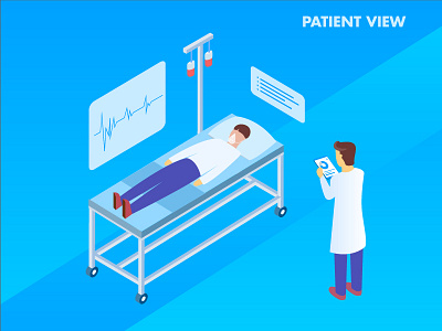 patient view blue design doctor ecg flat gradual hospital hospital bed inquiry patient ui ux