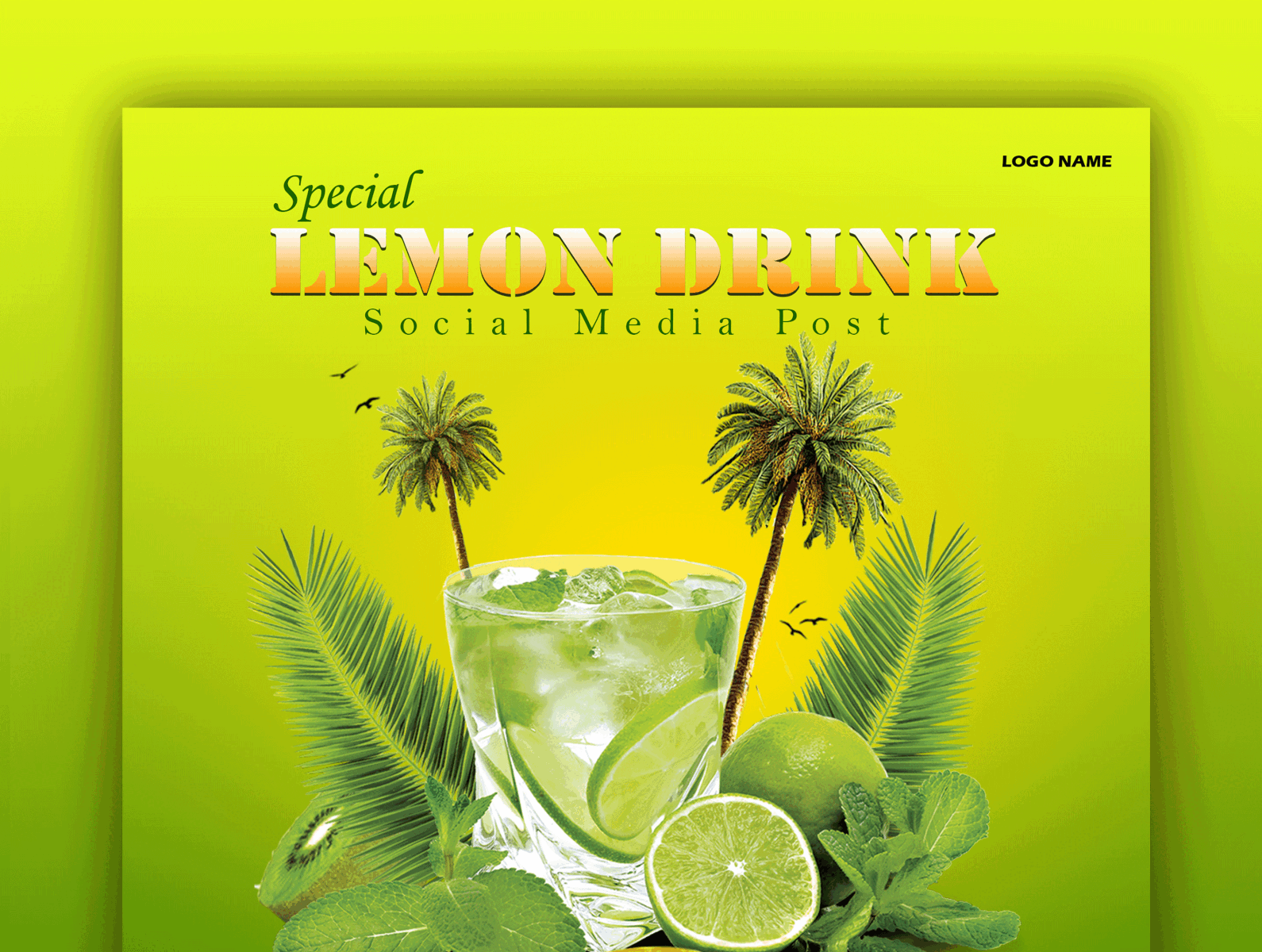 Lemon Drink Social media post design tempete banner design branding business card coffee design flyer graphic design illustration lemon drink logo social media post ui