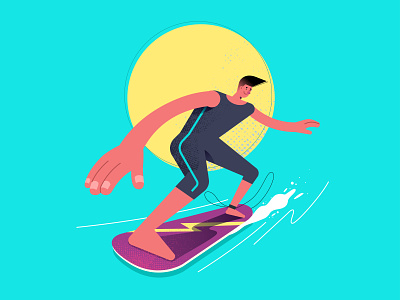 Surfing Character adventurous character digital art freelance illustrator illustration man sea surfing vector