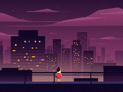 The dreaming girl background city city scape girl motion graphics night