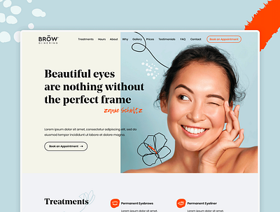 Brow Ginering abstract beautiful beauty beauty salon design design art floral flower girls illustration interface landing makeup modern permanent typography ui ux website woman