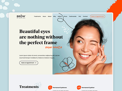 Brow Ginering abstract beautiful beauty beauty salon design design art floral flower girls illustration interface landing makeup modern permanent typography ui ux website woman