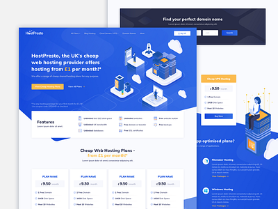 Hosting for HostPresto cloud design domain host hosting illustration interaction design interface isometric landing landingpage line provider ui ux web design webhosting