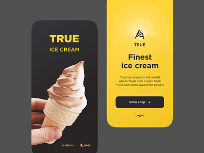 Ice Cream shop app app design black brand button clean design flat ice cream ios logo minimal mobile shop ui ux yellow